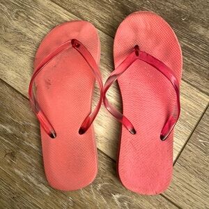 Well Worn Pink Flip Flops